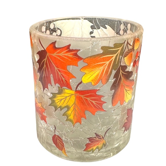 Yankee Candle 1711151 Crackled Glass Fall Leaf Votive Candle Holder - Picture 1 of 3